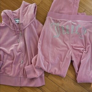 Juicy Couture Pink Velour Hoodie and Pants Set